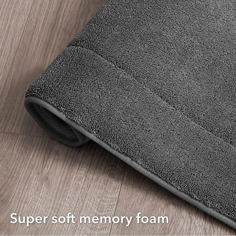 Oliver Brown Terry Memory Foam Charcoal Bath Mat Set